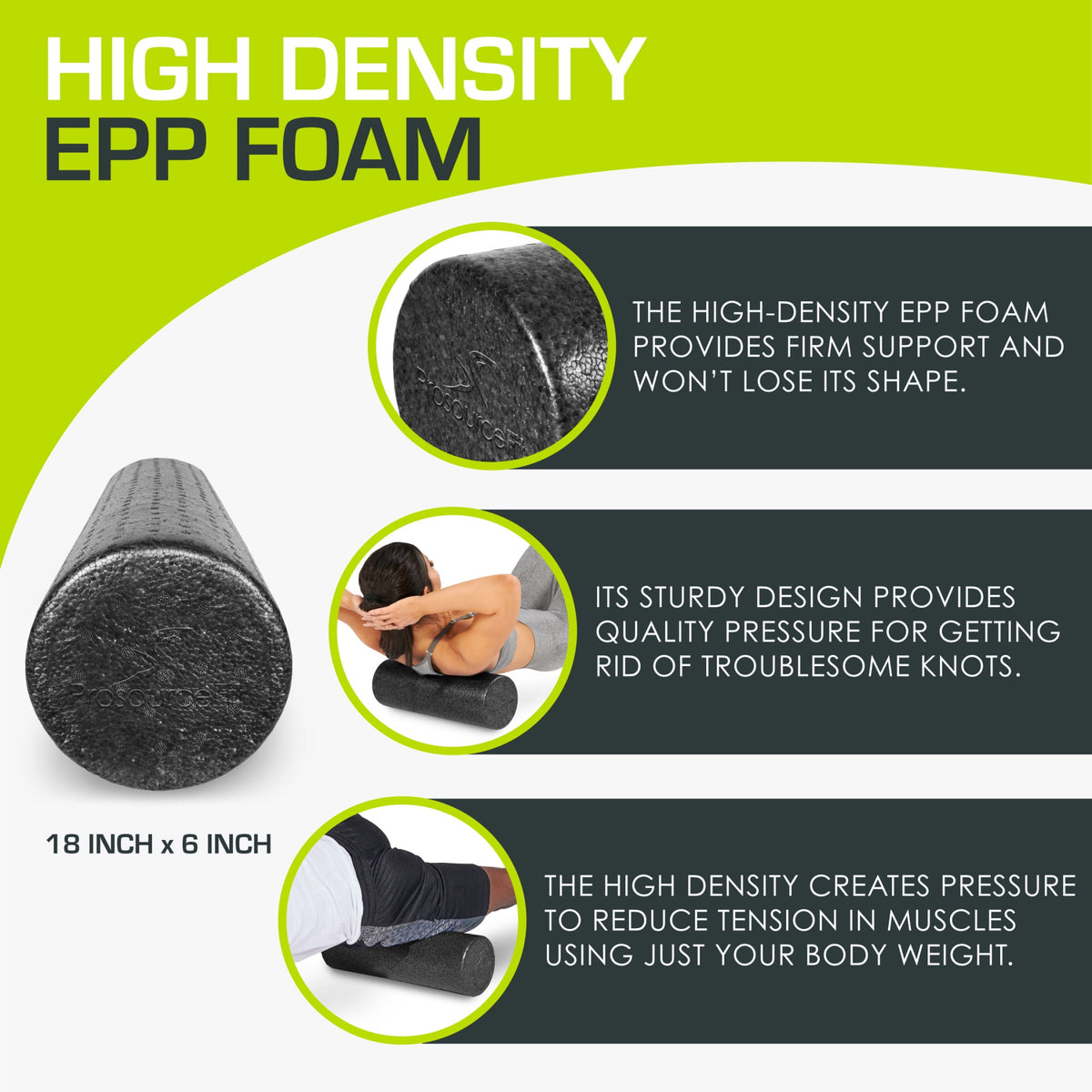 ProsourceFit High-Density Foam Roller 18 inch